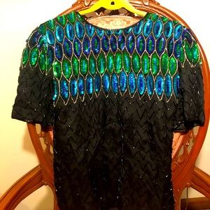 Vintage black, green and turquoise shirt
